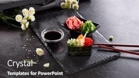  Presentation with seaweed - Slide set with seaweed-wrapped-sushi-gunkan-maki background and a dark gray colored foreground