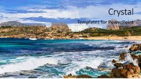 Presentation with crete island - PPT theme enhanced with sebi - wild beauty of crete island background and a light blue colored foreground