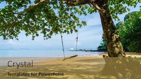  Presentation with empty - Cool new PPT theme with secluded-empty-beach-on-ko backdrop and a gold colored foreground