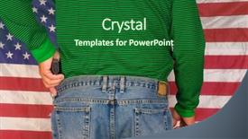  Presentation with gun shooting target - PPT theme featuring second amendment - left-handed shooter with hand background and a forest green colored foreground