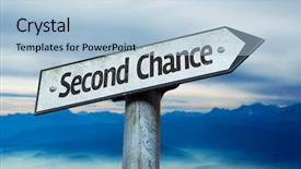  Presentation with second chances - Colorful presentation design enhanced with second chance sign with sky backdrop and a  colored foreground