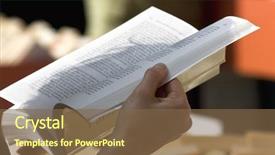  Presentation with book store - PPT layouts consisting of woman reading a novel at second hand book store background and a tawny brown colored foreground