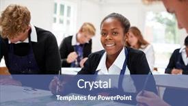  Presentation with students walking to class - Beautiful PPT theme featuring secondary learning - portrait of teenage students studying backdrop and a ocean colored foreground