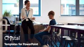  Presentation with high school - Slides consisting of secondary-or-high-school-teacher and a navy blue colored foreground