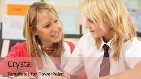  Presentation with teenage - Cool new presentation theme with secondary school lesson - female teenage student studying backdrop and a  colored foreground