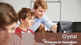  Presentation with teenage - Audience pleasing presentation design consisting of secondary school lesson - teenage students studying in it backdrop and a tawny brown colored foreground