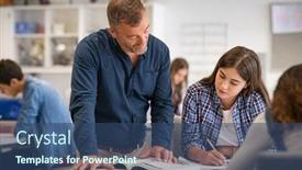  Presentation with helping man - Slide set consisting of secondary-student-being-helped background and a ocean colored foreground