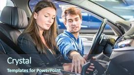  Presentation with car business - Audience pleasing slide set consisting of features of a second backdrop and a ocean colored foreground