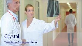  Presentation with xray - Audience pleasing PPT layouts consisting of second - medical staff looking at xray backdrop and a sky blue colored foreground