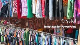  Presentation with large retail store - Slide deck with second hand store background and a tawny brown colored foreground