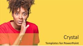  Presentation with secret - Colorful theme enhanced with secrecy - beautiful young african american woman backdrop and a light gray colored foreground