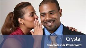  Presentation with sharing - Beautiful theme featuring sharing secret - woman whispering in husband's ear backdrop and a ocean colored foreground