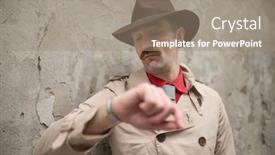  Presentation with secret agent - Amazing slide deck having secret agent waiting for an appointment in a skid row backdrop and a coral colored foreground