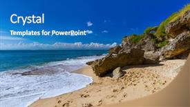  Presentation with bali indonesia touristic destination - Slide deck consisting of secret beach in bali indonesia background and a teal colored foreground