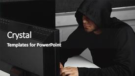  Presentation with computers - Colorful theme enhanced with secret code - hacker with computers in room backdrop and a dark gray colored foreground