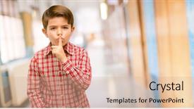  Presentation with eyes - Cool new PPT layouts with secret concept at school corridor backdrop and a  colored foreground