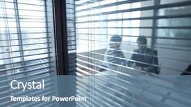  Presentation with people - Slide deck consisting of secret meeting - jalousie in office with working background and a seafoam green colored foreground