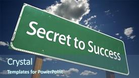  Presentation with road stop sign - Presentation theme having secret to success road sign background and a ocean colored foreground