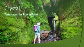  Presentation with secret - Presentation design having secret-waterfall-inside-a-canyon background and a tawny brown colored foreground