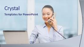  Presentation with files - Presentation theme consisting of secretaire call - business technology and communication concept background and a sky blue colored foreground