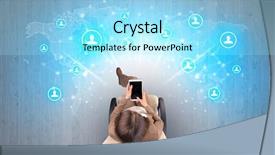  Presentation with adolescent social media - Presentation design with secretaries typing pc - social media concept with woman background and a  colored foreground