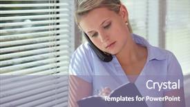  Presentation with secretary - Slide deck featuring image fragment of art background and a gray colored foreground