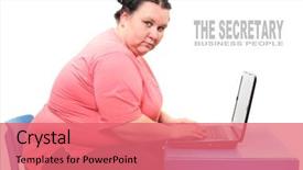  Presentation with secretary - Colorful presentation design enhanced with cornflower bouquet of wild blue flowers isolated backdrop and a sky blue colored foreground