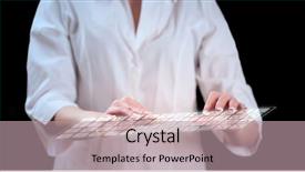  Presentation with future digital technology - Slide deck consisting of secretary hands on keyboard future background and a mint green colored foreground