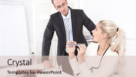  Presentation with secretary - Cool new presentation design with termination work - secretary making manicure at office backdrop and a lemonade colored foreground