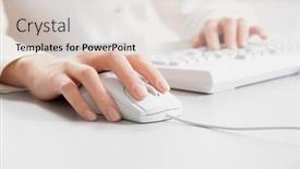  Presentation with secretary - PPT theme featuring secretary s hand touching computer keys during work background and a lemonade colored foreground