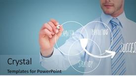  Presentation with blue business - Theme featuring section drawing white venn diagram background and a light blue colored foreground