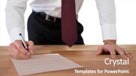  Presentation with last will and testament - Theme enhanced with section of businessman filling last background and a coral colored foreground