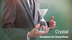  Presentation with human resource management section - Theme with section of businessman holding hourglass background and a ocean colored foreground