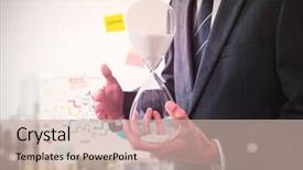  Presentation with c section - Cool new slides with section of businessman holding hourglass backdrop and a soft green colored foreground