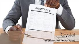  Presentation with life insurance - Slide deck having section of businessman showing insurance background and a coral colored foreground