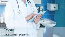  Presentation with using digital tablet - Slides having section of doctor using digital background and a sky blue colored foreground