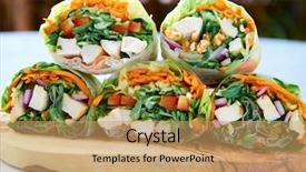  Presentation with carrots - PPT theme having section of healthy vegetable wraps background and a coral colored foreground