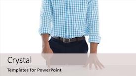  Presentation with executive functions - PPT theme consisting of section of male executive touching background and a  colored foreground