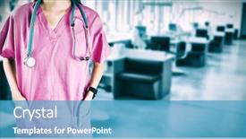  Presentation with nurse - Presentation featuring section of nurse with stethoscope background and a teal colored foreground