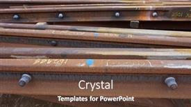  Presentation with rail track - Theme having section-of-rail-for-trackwork background and a tawny brown colored foreground