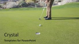  Presentation with golf course - Presentation theme enhanced with section of senior male golf background and a  colored foreground