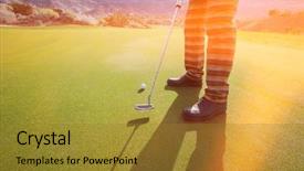  Presentation with golf course - Audience pleasing slides consisting of section of senior male golf backdrop and a  colored foreground