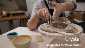  Presentation with clay - Audience pleasing slides consisting of section of senior man mold backdrop and a coral colored foreground