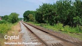  Presentation with caterpillar track - Slide set enhanced with section of single railway track background and a coral colored foreground