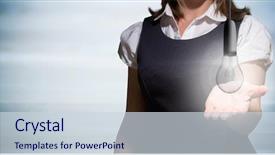  Presentation with glowing light bulb light bulb - Beautiful theme featuring section with glowing light bulb backdrop and a sky blue colored foreground