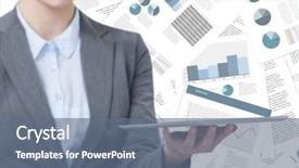  Presentation with tablet - Presentation theme consisting of section with tablet against document background and a ocean colored foreground