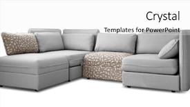  Presentation with soft white flower - Slide set having sections - comfortable sofa on white background background and a white colored foreground