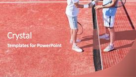  Presentation with shaking hands - PPT layouts having sections - low section of men shaking background and a coral colored foreground