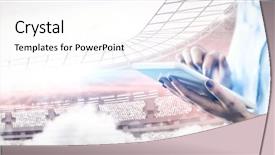  Presentation with computer vision abstract digital eye - Slide deck consisting of sections - mid section of businessman using background and a cream colored foreground