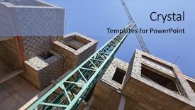  Presentation with apartments - PPT theme with banking sector - crane and unfinished apartments background and a light blue colored foreground